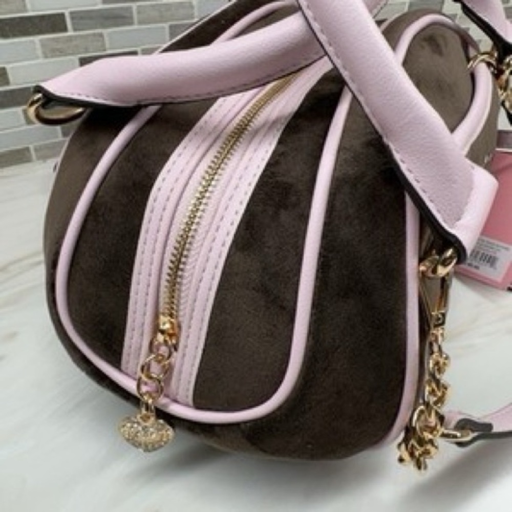 Juicy Couture Pink and Brown Satchel with Gold Accents - Picture 4 of 7